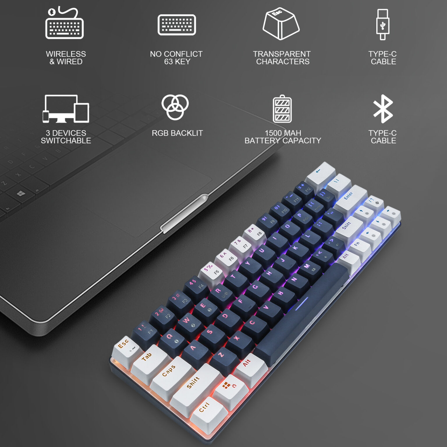 Huo Ji Cq Key Mechanical Gaming Keyboard Rgb Wireless Mechanical