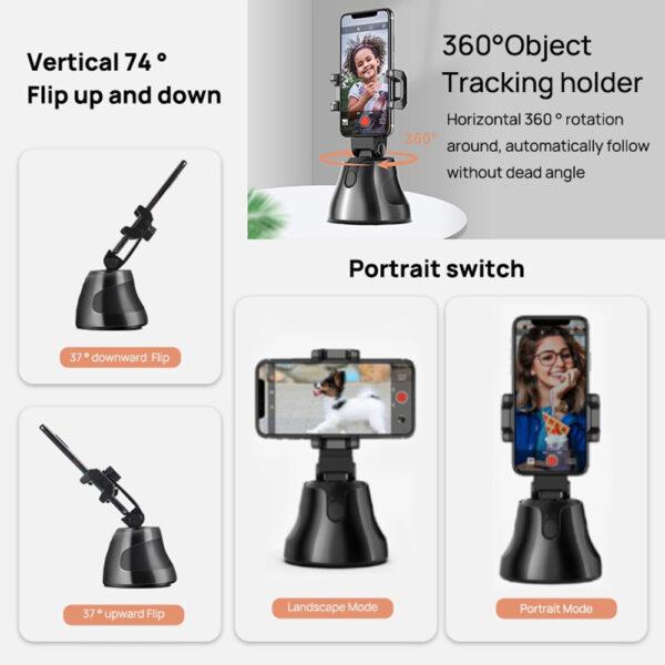 All in one Apai Genie Ai Authomatic Genie Rotation 360 Object Tracking Selfie Holder Smart Auto Tracking Shooting Phone Holder - Image 3